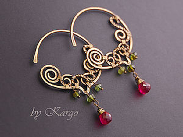 МК - серьги в технике Wire Wrap | Ярмарка Мастеров - ручная работа, handmade