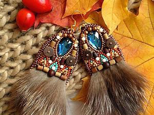 Boycott the Autumn Depression: Make Fashionable Earrings with Fur and Beads | Livemaster - handmade