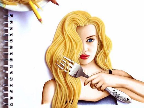 Рисунки из макарон и листьев салата. История художницы, покорившей мир своей смелостью и фантазией | Ярмарка Мастеров - ручная работа, handmade
