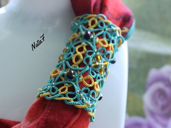 Плетем зажим для шарфа в технике фриволите | Ярмарка Мастеров - ручная работа, handmade