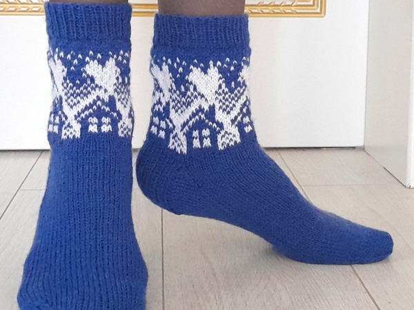 Женские вязаные носки с узором Домики | Ярмарка Мастеров - ручная работа, handmade Женские вязаные носки с узором Домики | Ярмарка Мастеров - ручная работа, handmade