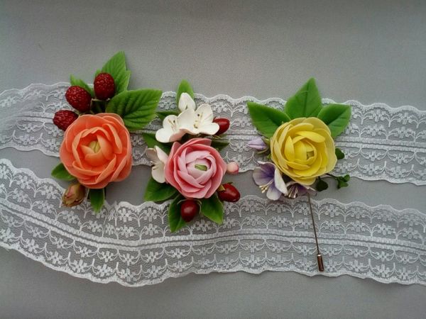 Брошь из холодного фарфора | Ярмарка Мастеров - ручная работа, handmade