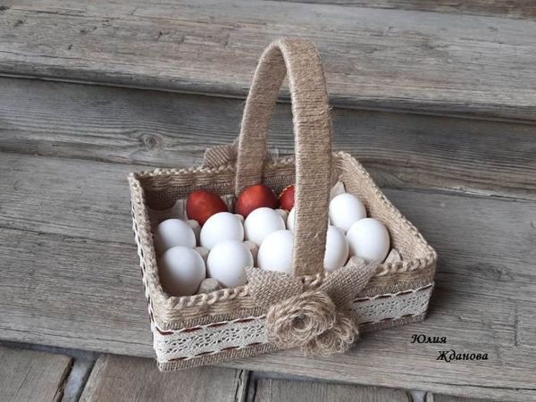 Делаем пасхальную корзинку под яйца | Ярмарка Мастеров - ручная работа, handmade