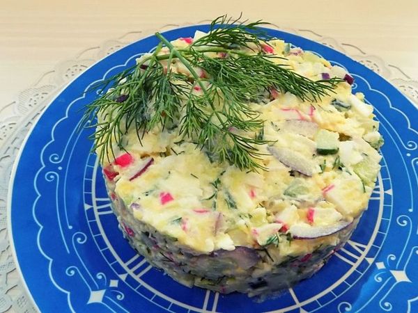 Салат из крабовых палочек с огурцом и сыром | Ярмарка Мастеров - ручная работа, handmade