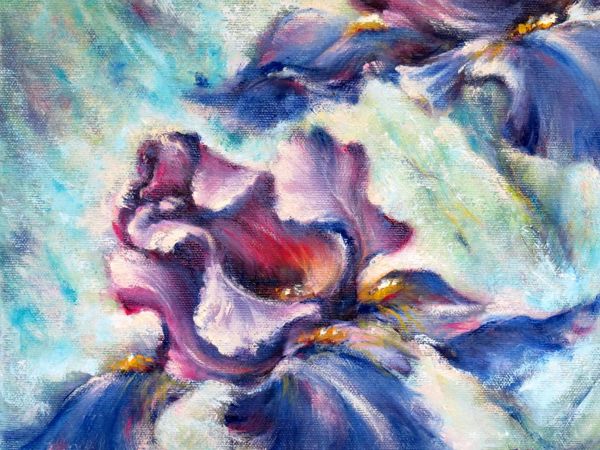 Яркая картина с лиловыми ирисами | Ярмарка Мастеров - ручная работа, handmade