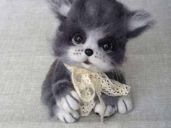 Пушистый котик, войлочная игрушка | Ярмарка Мастеров - ручная работа, handmade