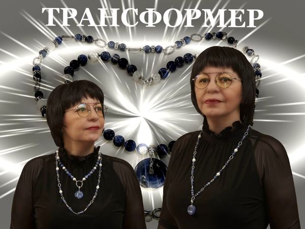 Колье из крупных черных бусин