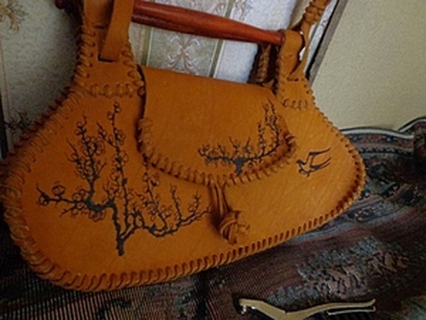 Женская сумка из кожи с пирографией. | Ярмарка Мастеров - ручная работа, handmade