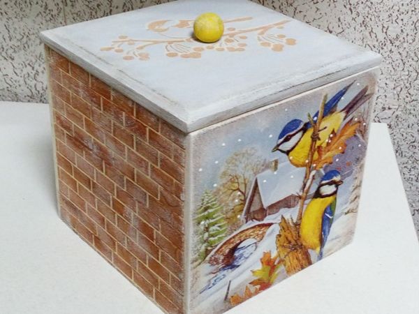 «Рождественский коттедж» короб в технике декупаж | Ярмарка Мастеров - ручная работа, handmade