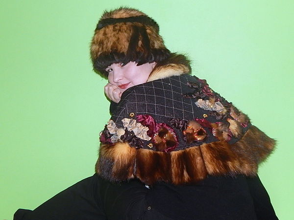 Пелерина и сумка с фермуаром с мехом фретки | Ярмарка Мастеров - ручная работа, handmade