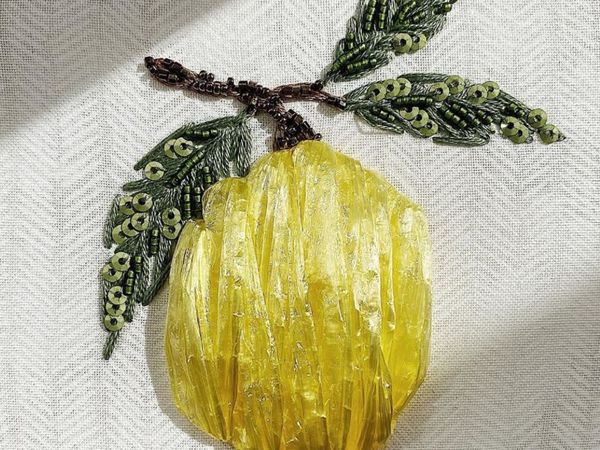 Мастерим вышивку рафией «Лимон» | Ярмарка Мастеров - ручная работа, handmade