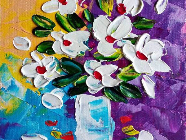 Drawing Bouquet with Palette Knife | Livemaster - hecho a mano - handmade