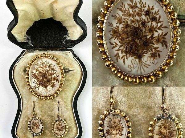 Викторианские траурные украшения из волос | Ярмарка Мастеров - ручная работа, handmade