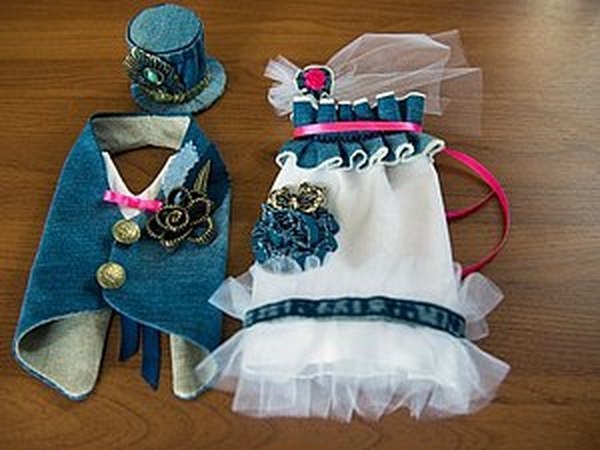 Стильный джинсовый декор шампанского | Ярмарка Мастеров - ручная работа, handmade