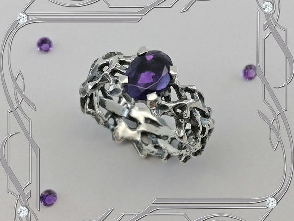 Кольцо «Винтаж- Vintage- black» серебро 925 пробы, аметист | Ярмарка Мастеров - ручная работа, handmade