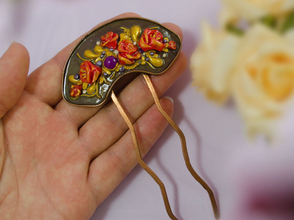 Новинка! Шпилька для волос с лепниной | Ярмарка Мастеров - ручная работа, handmade