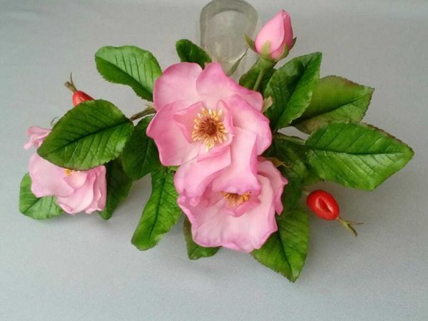 МК «Шиповник» из холодного фарфора | Ярмарка Мастеров - ручная работа, handmade