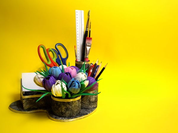Органайзер для канцелярии с крокусами | Ярмарка Мастеров - ручная работа, handmade