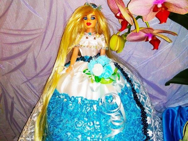 Шкатулка-кукла в бело-голубом платье | Ярмарка Мастеров - ручная работа, handmade