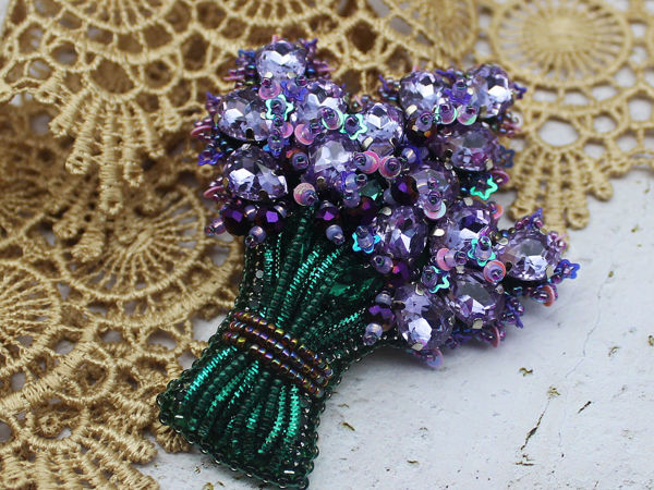 Make Brooch ''Lush Lavender Bouquet'' | Livemaster - handmade