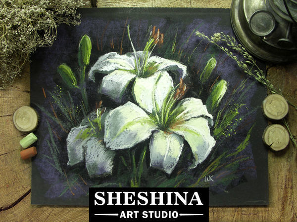 Рисуем белые лилии сухой пастелью | Ярмарка Мастеров - ручная работа, handmade
