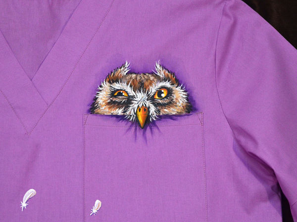 Медицинская рубашка с росписью  «Скорая совиная помощь» | Ярмарка Мастеров - ручная работа, handmade