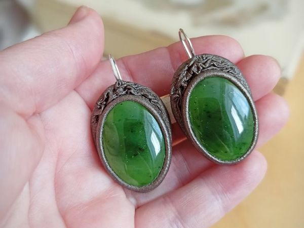 Для весны — серьги с нефритом! | Ярмарка Мастеров - ручная работа, handmade