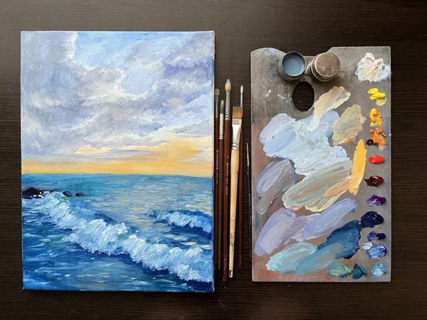 Морской пейзаж масляными красками | Ярмарка Мастеров - ручная работа, handmade