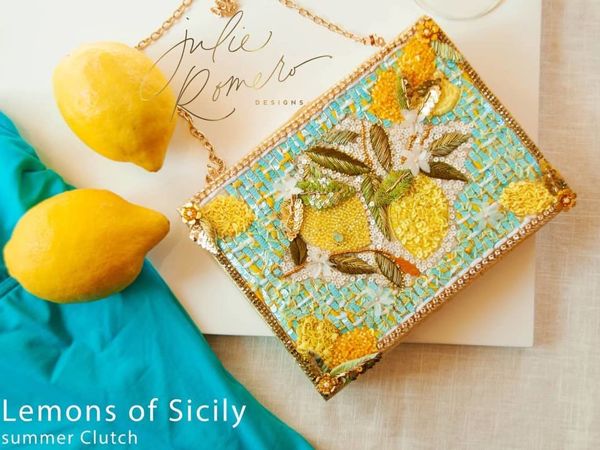 Клатч «Lemons of Sicily» с вышивкой от Julie Romero и Serena Di Mercione | Ярмарка Мастеров - ручная работа, handmade