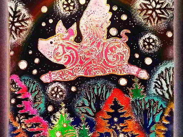 Новогоднее панно  «Летучая свинка»  — авторский МК Натальи Полех | Ярмарка Мастеров - ручная работа, handmade