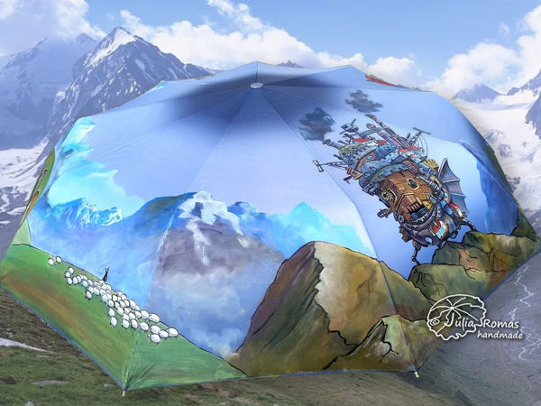 Видео-ролик с зонтом  «Ходячий замок» по м/ф Хаяо Миядзаки. Величие гор | Ярмарка Мастеров - ручная работа, handmade