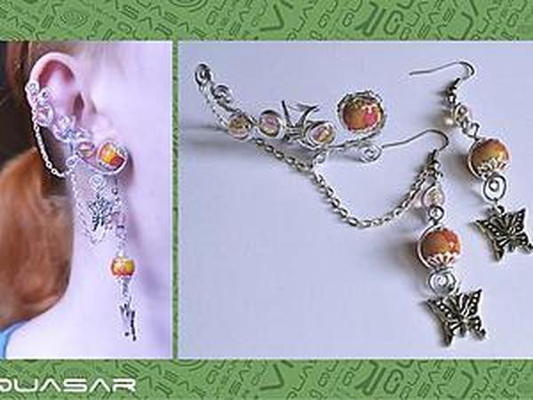 Создаем серьги с каффом с технике Wire wrap | Ярмарка Мастеров - ручная работа, handmade