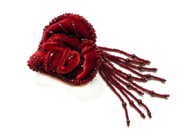 How to Make a Rose of Velvet and Seed Beads | Livemaster - handmade