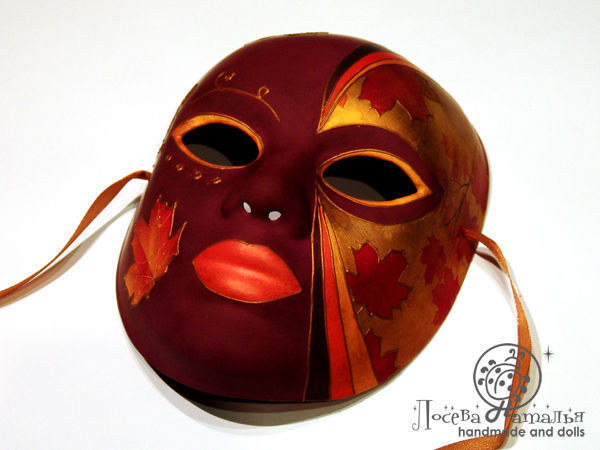 Декорирование интерьерной маски «Леди Осень» с элементами декупажа и вживления распечатки на поталь | Ярмарка Мастеров - ручная работа, handmade