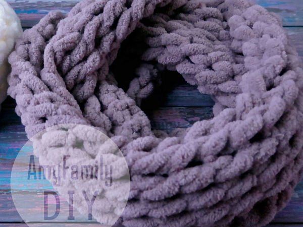 Let's Knit a Cowl of Alize Puffy without Needles in 10 Minutes | Livemaster - handmade