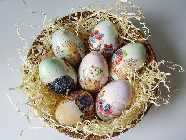 Пасхальные яйца «Сладости» ! ручная роспись по дереву | Ярмарка Мастеров - ручная работа, handmade