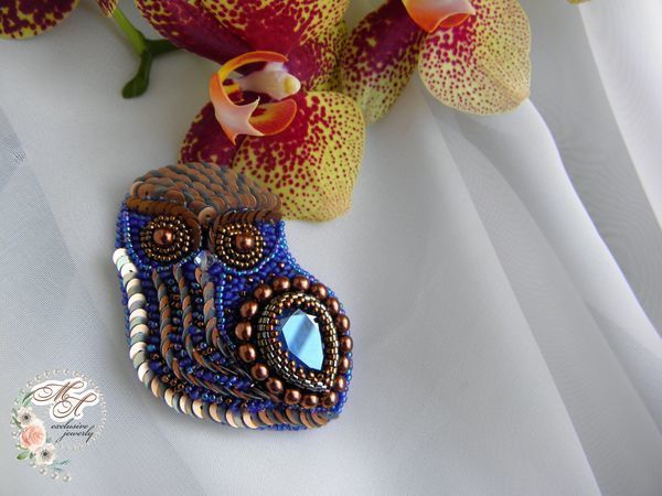 Новая работа. Брошь совушка | Ярмарка Мастеров - ручная работа, handmade