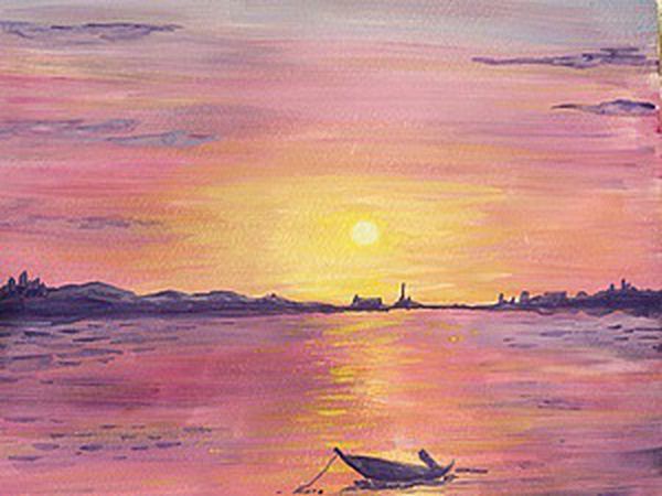 How to Paint a Sea Sunset with Gouache | Livemaster - handmade