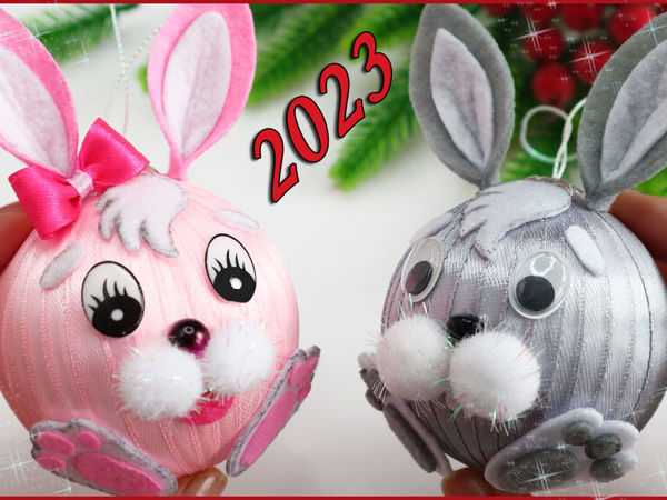 Кролик — Символ Года 2023. Зайчики для ёлки своими руками | Ярмарка Мастеров - ручная работа, handmade