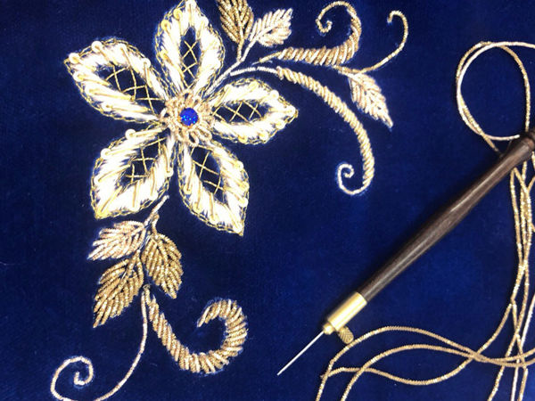 Элементарное зардози (индийская вышивка золотом) | Ярмарка Мастеров - ручная работа, handmade