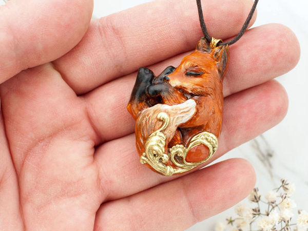 Лиса. Кулон ручной работы с сердоликом | Ярмарка Мастеров - ручная работа, handmade