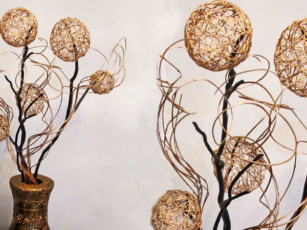 Как сделать декор для дома из веток и шаров из ниток | Ярмарка Мастеров - ручная работа, handmade