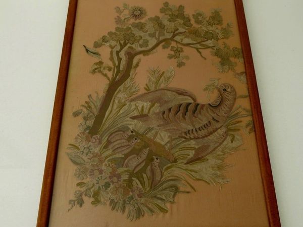 Tambour Embroidery Panel from 19th Century in Frame from France | Livemaster - handmade