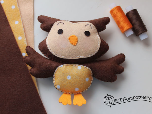 Делаем милую совушку из фетра | Ярмарка Мастеров - ручная работа, handmade