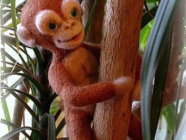 Валяем забавную обезьянку на каркасе | Ярмарка Мастеров - ручная работа, handmade