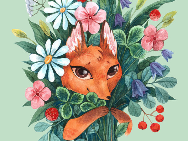 Flower foxes. Лиса в цветах мастер класс. Цветы Лисоньке. Лиса с цветами акварель. Лиса с цветами рисунок.