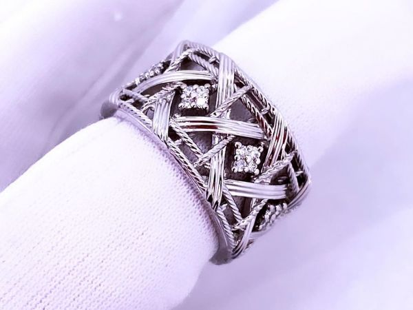 Широкое золотое кольцо с бриллиантами | Ярмарка Мастеров - ручная работа, handmade