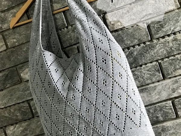 Вяжем авоську ромбами | Ярмарка Мастеров - ручная работа, handmade