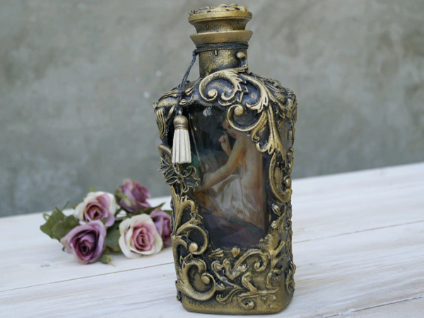 How to Create 3D Bottle Decor: Reverse Decoupage with Drawing | Livemaster - handmade