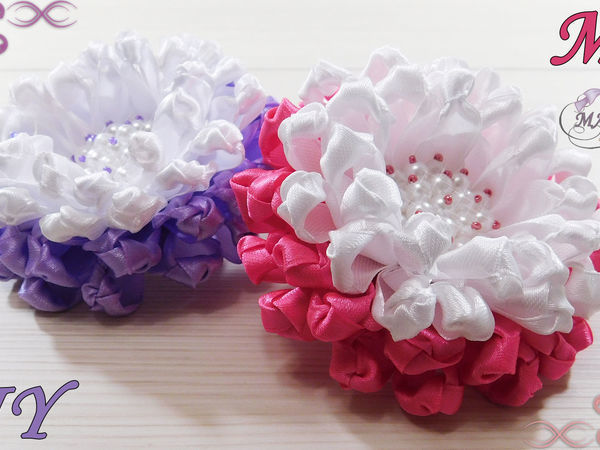 Украшения для волос Мастер класс резинки для волос своими руками DIY handmade red flower kanzashi